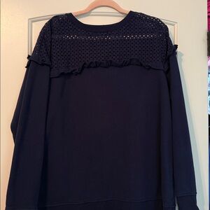 Navy Blue Eyelet Sweater